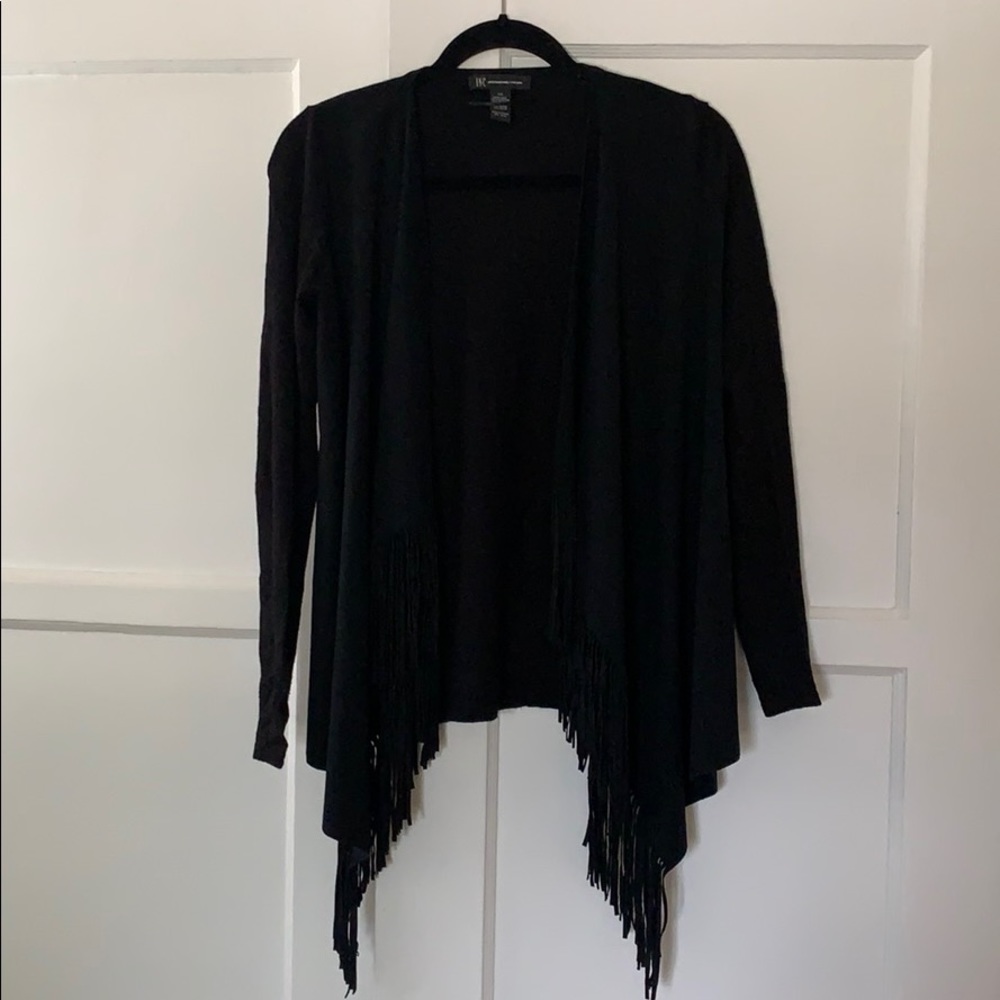 INC Black Fringe Cardigan